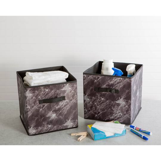 DII® Black Marble Cube Laundry Bin Set, 2ct.